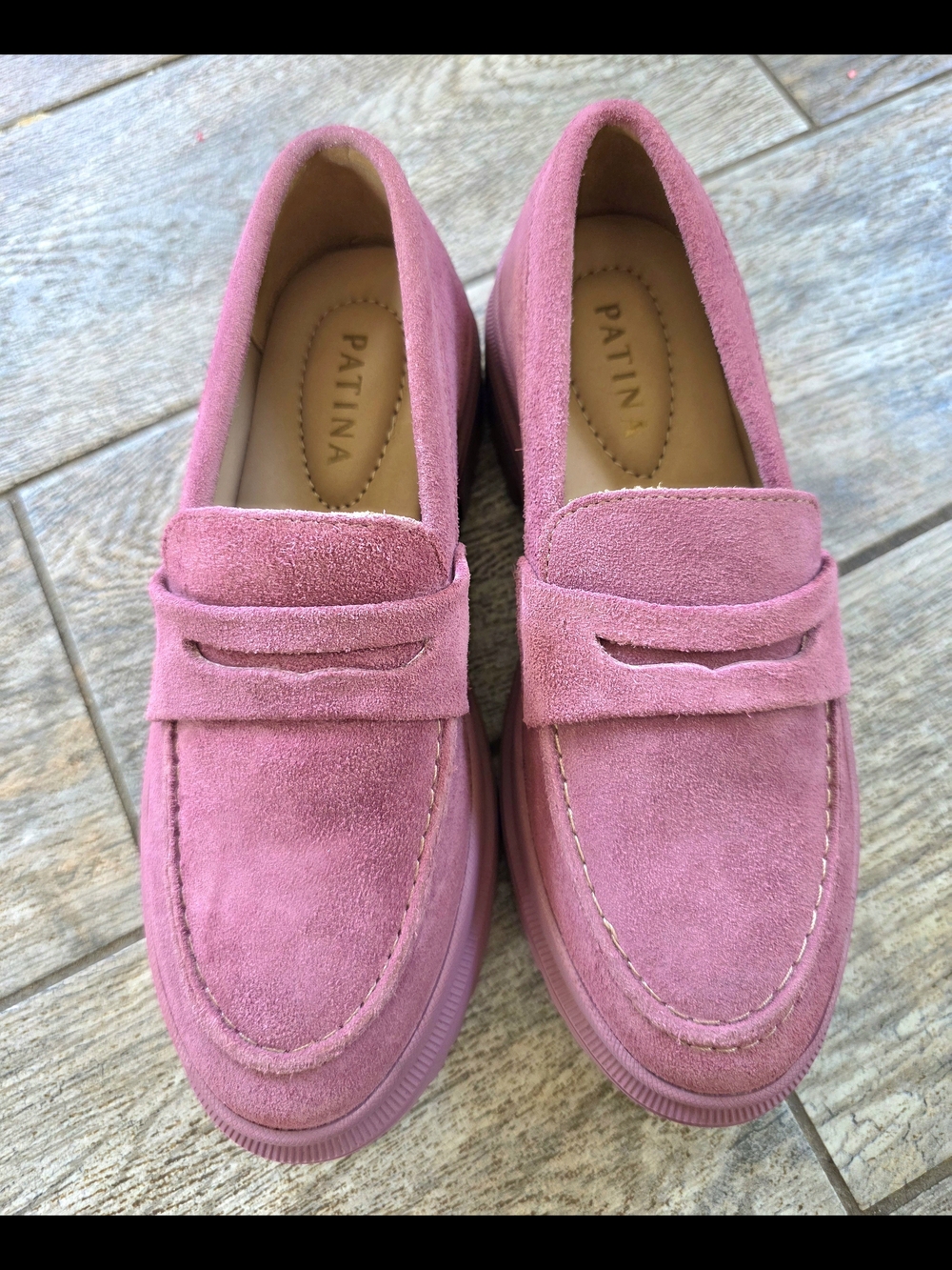 Portland LEATHER Patina ZOE Women's Pink Suede CHUNKY Loafers 6.5 - Picture 2 of 5